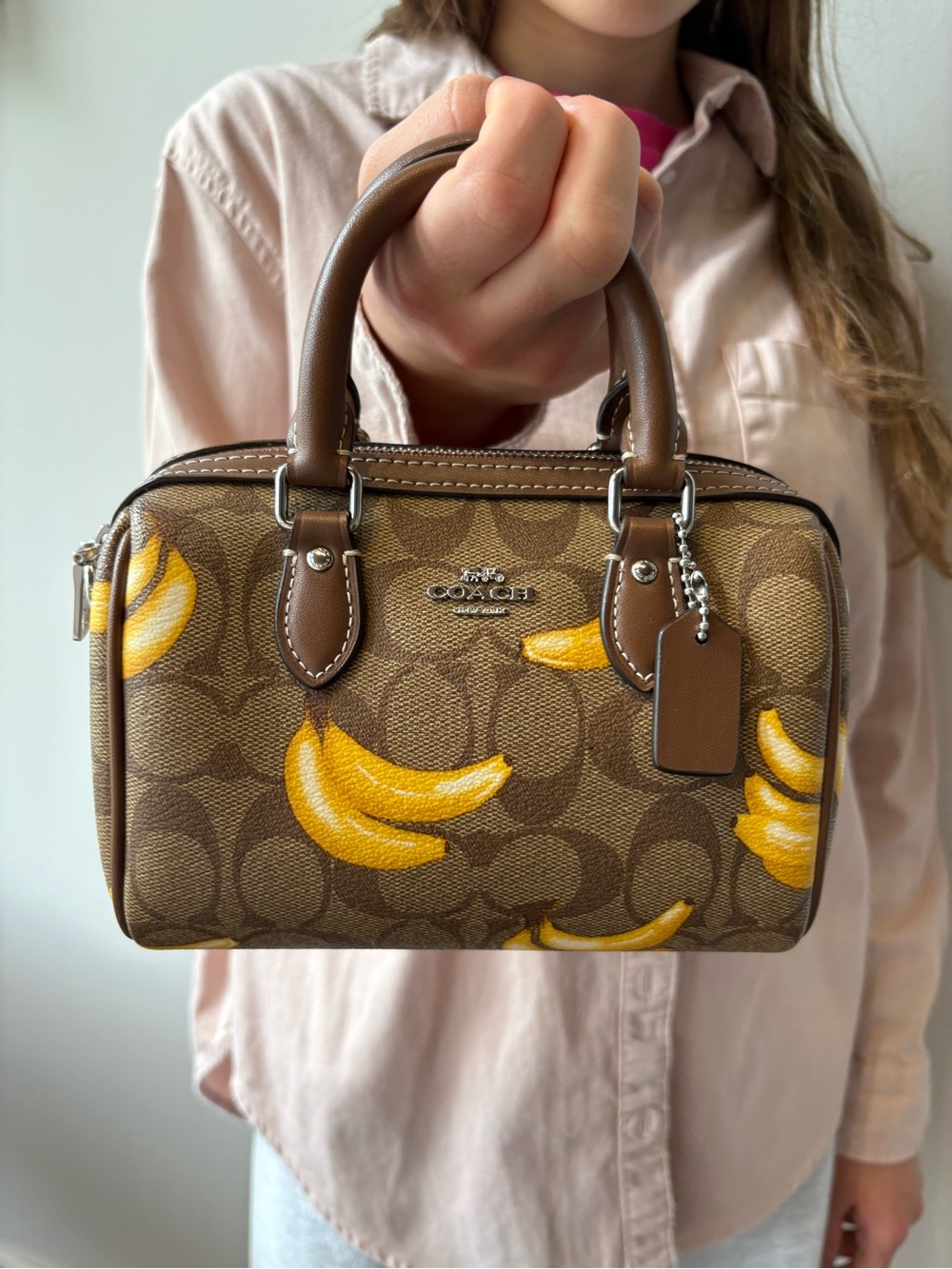 Coach mini Rowan crossbody in signature with banana print CR246 without strap